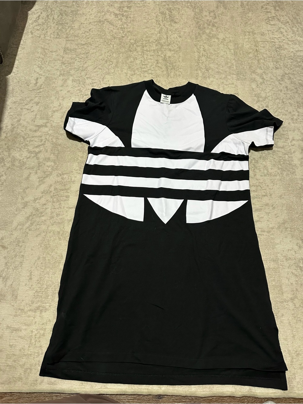 adidas Black and White Raglan Logo Tee